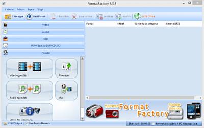 komfortos médiakonvertáló szinte bármilyen fájlhoz: Format Factory 