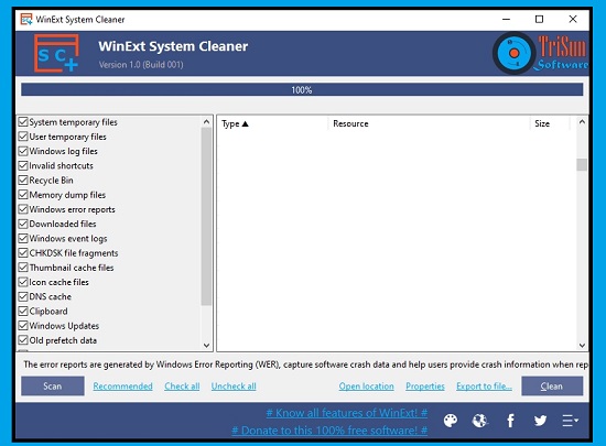WinExt System Cleaner - Karbantartó szoftver