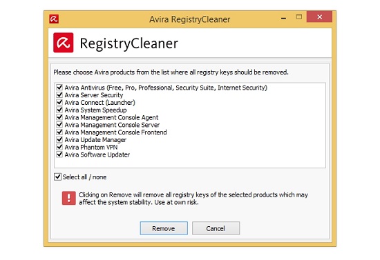 Avira Registry Cleaner