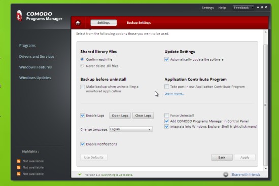 Comodo Programs Manager