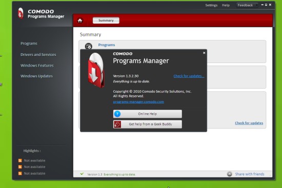 Comodo Programs Manager