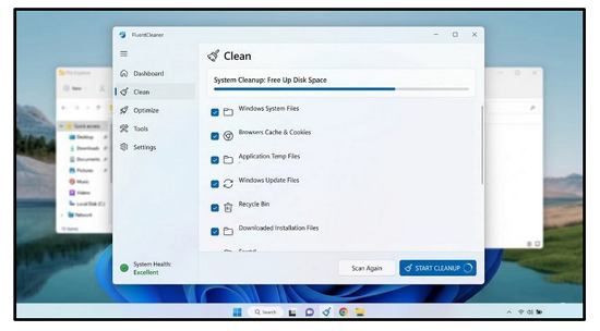 A FluentCleaner egy rendkívül praktikus, ingyenes karbantartó szoftver, amely kifejezetten Windows 11 rendszeren hatékony. A program hordozható, így egyáltalán nem kell installálni, a letöltés után azonnal használatba is vehető. Elsősorban alapos böngésző tisztító funkciójáról ismert, amellyel könnyedén eltávolíthatók a felgyülemlett felesleges adatok. Ráadásul a Free alkalmazás különféle szkriptek futtatására is képes. Hatékonyan kezeli és tisztítja a böngészőkben található különféle bővítmények maradványait is. Hozzájárulva a Windows gyorsabb és biztonságosabb működéséhez.