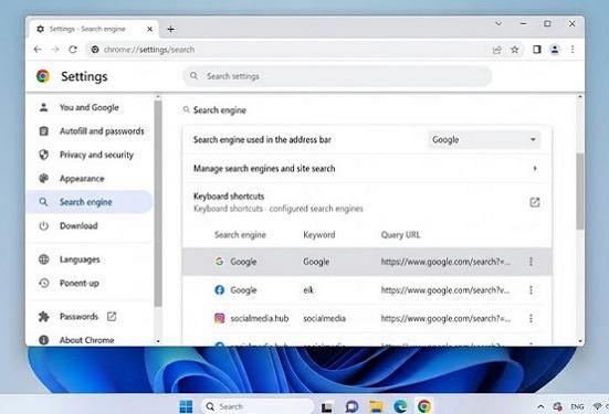 Google Chrome - kereső szolgáltatás
