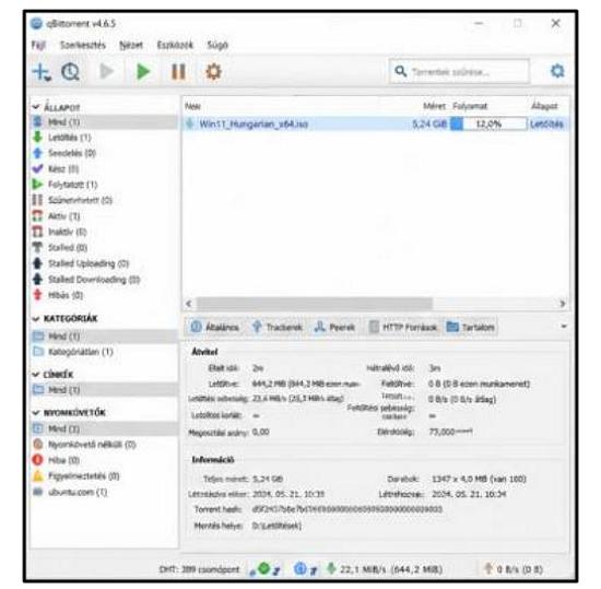 qBittorrent - Torrent adatok